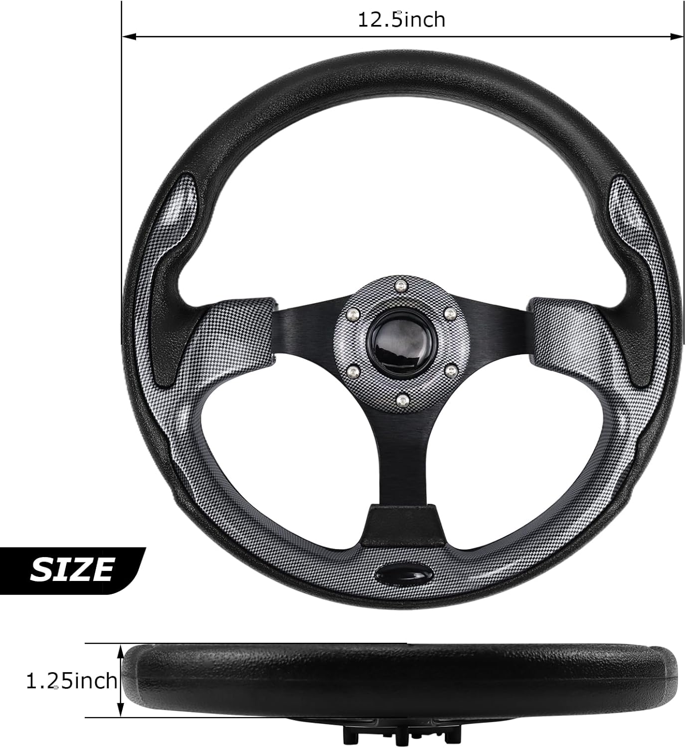 Golf Cart Steering Wheel, Skid Steering Wheel, Universal Golf Cart for Club Car EZGO RXV and TXT, Yamaha, Precedent Tempo, DS - Image 2