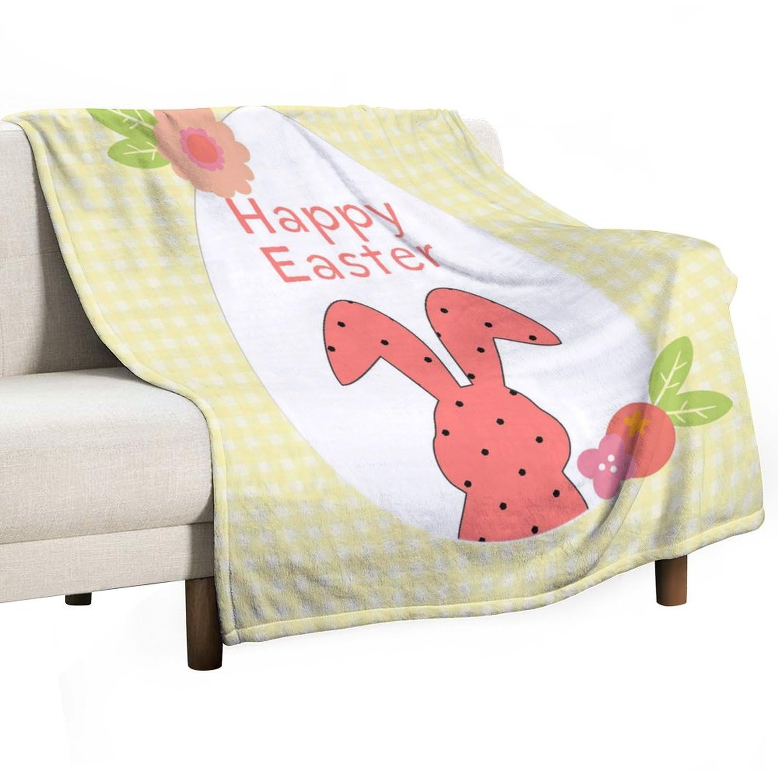Couverture de lit Buffalo Check lapin pour un canapé cosy de Pâques