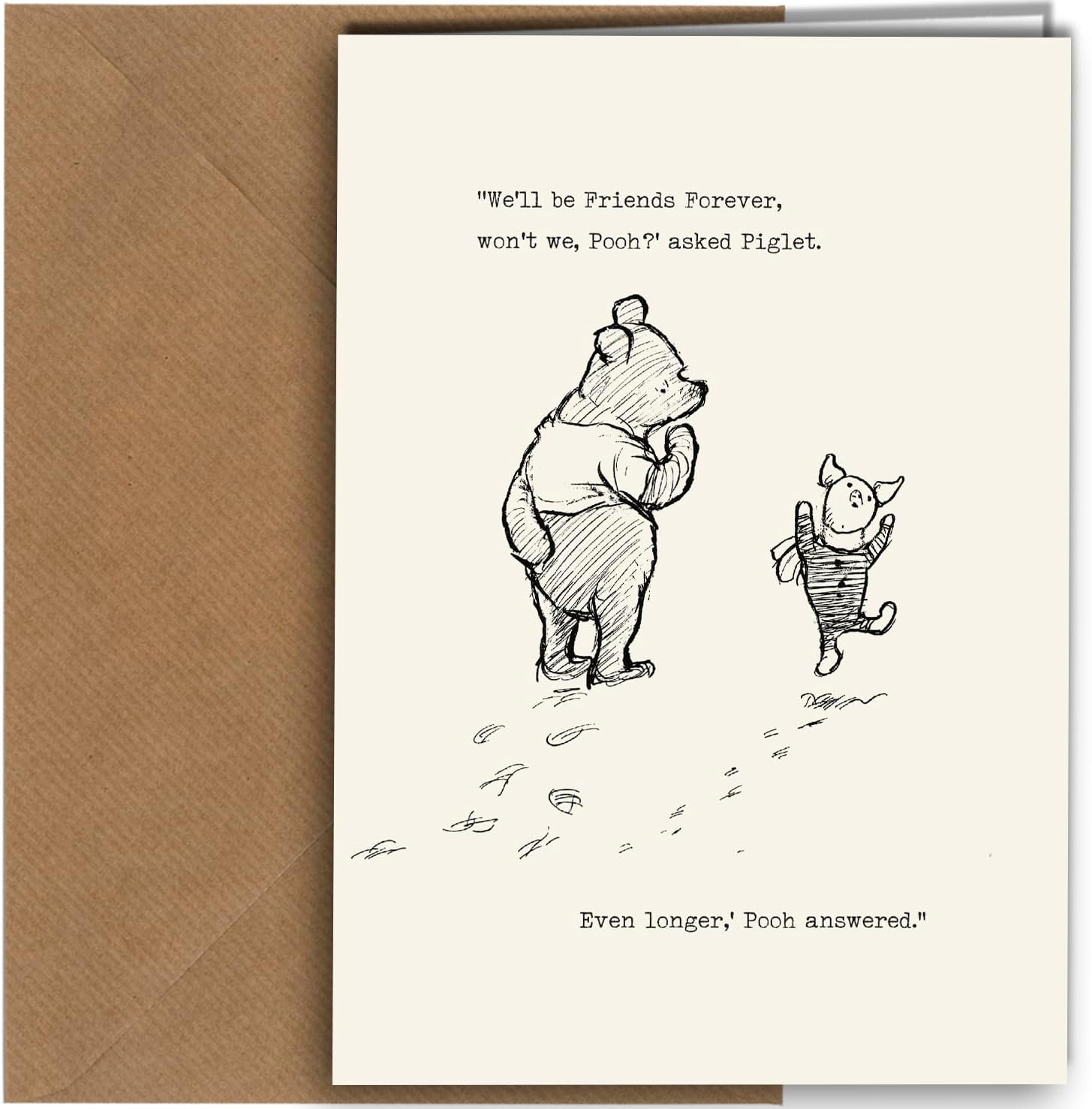 Pooh and Piglet Birthday Friendship Valentine Anniversary Card We'll be friends forever Inspired Winnie Fans #1341