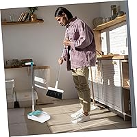 Vista 2 de Recogedor de escoba de mango largo, bandeja de pie de acero inoxidable, contenedor vertical reutilizable, herramientas de limpieza para el hogar