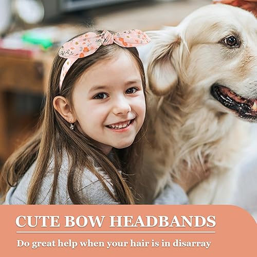 Miniatura 3 de Paquete de 6 diademas para mujer, diademas florales con lazo para niñas, diademas anudadas con dientes, diademas para niñas de 8 a 12 años,