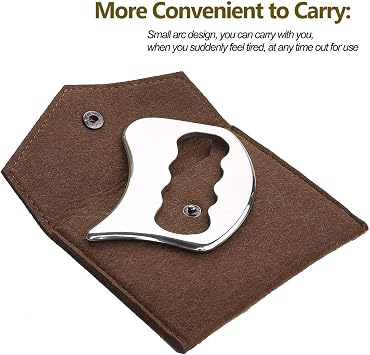 FeelFree Sport Muscle Scraper Tool, Stainless Steel Gua Sha for Body | stainless steel scraper with double-beveled edges and a finger hole for controlled full-body massage.