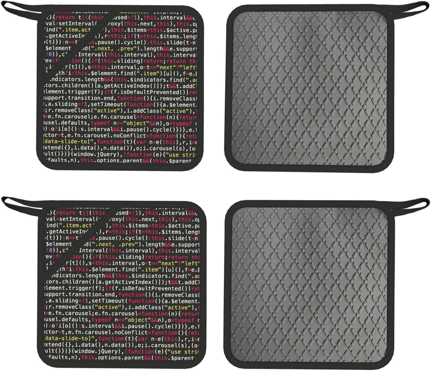 Programmer Programming Code Oven Mitts and Pot Holders Set of 4 Heat Resistant Kitchen Gloves with Silicone Palm Hot Pads for Baking Cooking Grilling BBQ