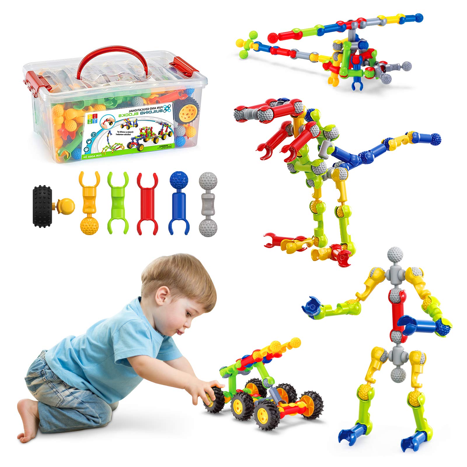 Stem Activities for Kids,Dlordy 125 Pcs Building Blocks for Kids Educational Construction Set Engineering DIY Learning Toys Creative Fun Great Gifts for Ages 3 4 5 6 7 8 9 10 Year Old Boys Girls