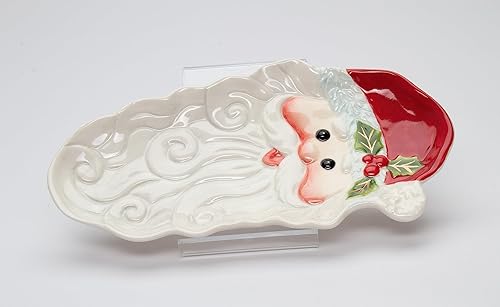 Miniatura 3 de Plato de cerámica fina para dulces de postre de Papá Noel, 8-3/4 pulgadas de largo