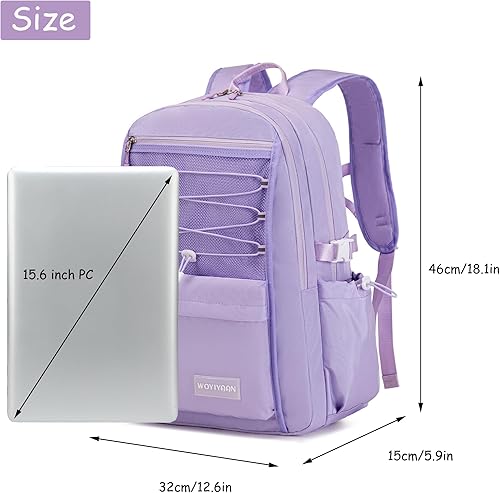 Miniatura 6 de Mochila para computadora portátil para mujeres y niñas, bolsa escolar de malla de 15.6 pulgadas, mochila unisex para estudiantes, mochila
