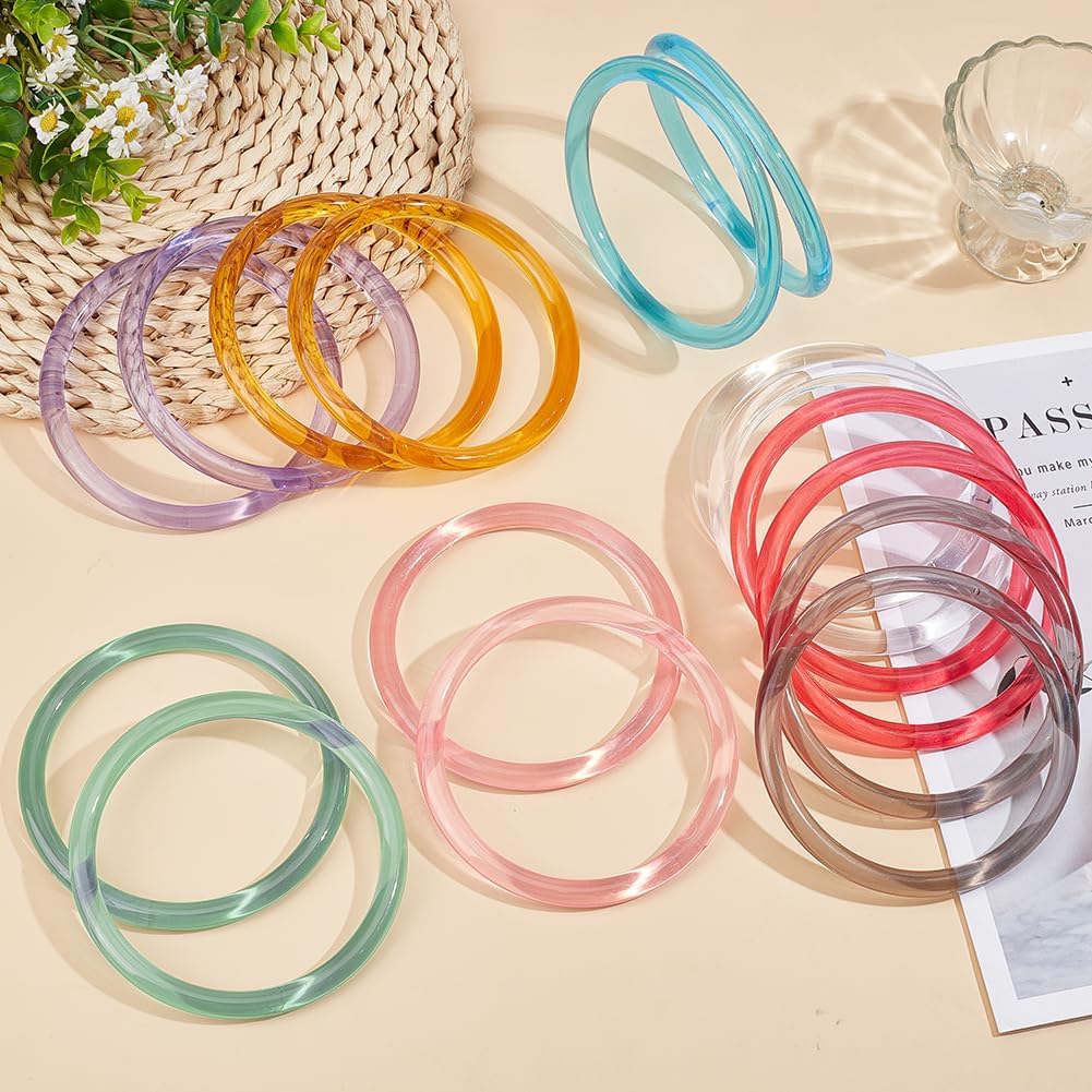 PH PandaHall 16PCS Purse Handles, 8 Colors Round Handles Replacement Decorative Handbag Handle Plastic Smooth Bag Handles for Handmade Beach Bag Handbags Purse Handles Macrame Market Bags 12cm - Image 4