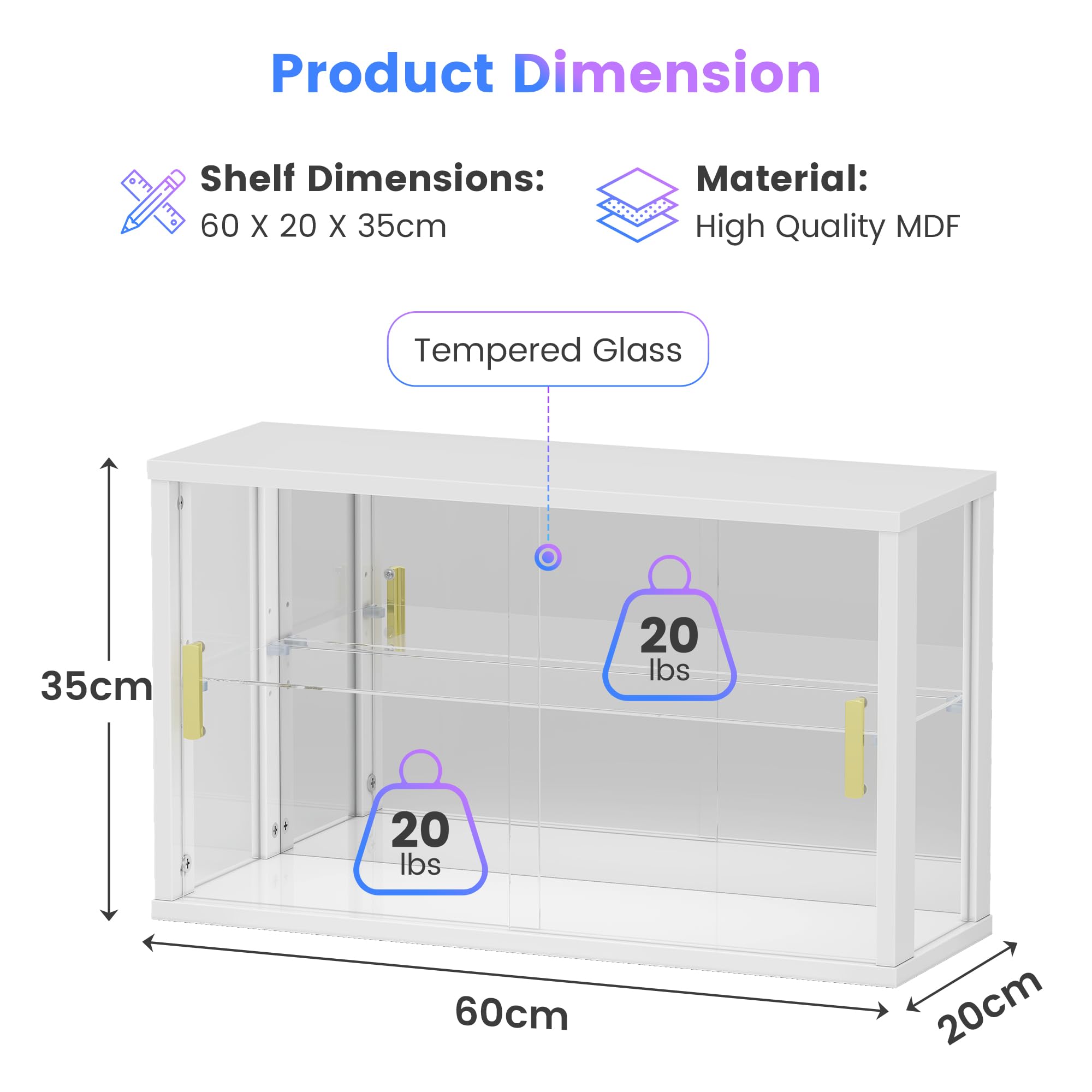 Vlsrka Vitrina de Cristal con Iluminación LED RGB y Puertas Acristaladas | Vitrine pour Figurines, Vitrine de Collection et étagères Réglables pour Adaptées au Chambre Bureau Salon