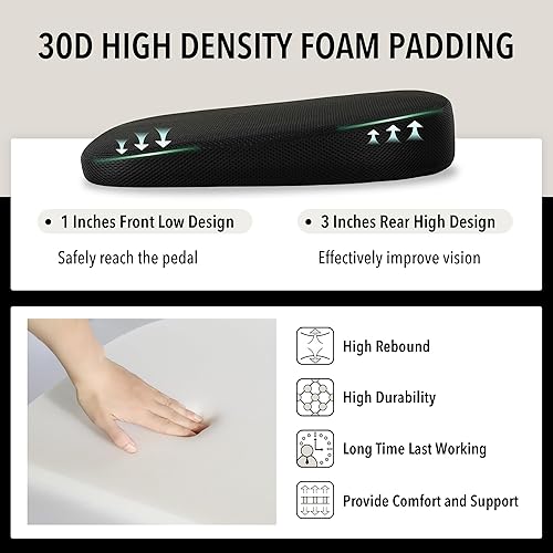 Miniatura 3 de Tromlycs Asiento elevador para adultos, cojines de asiento de automóvil para conductores cortos, personas de altura de conducción, 18 x 16 x 3