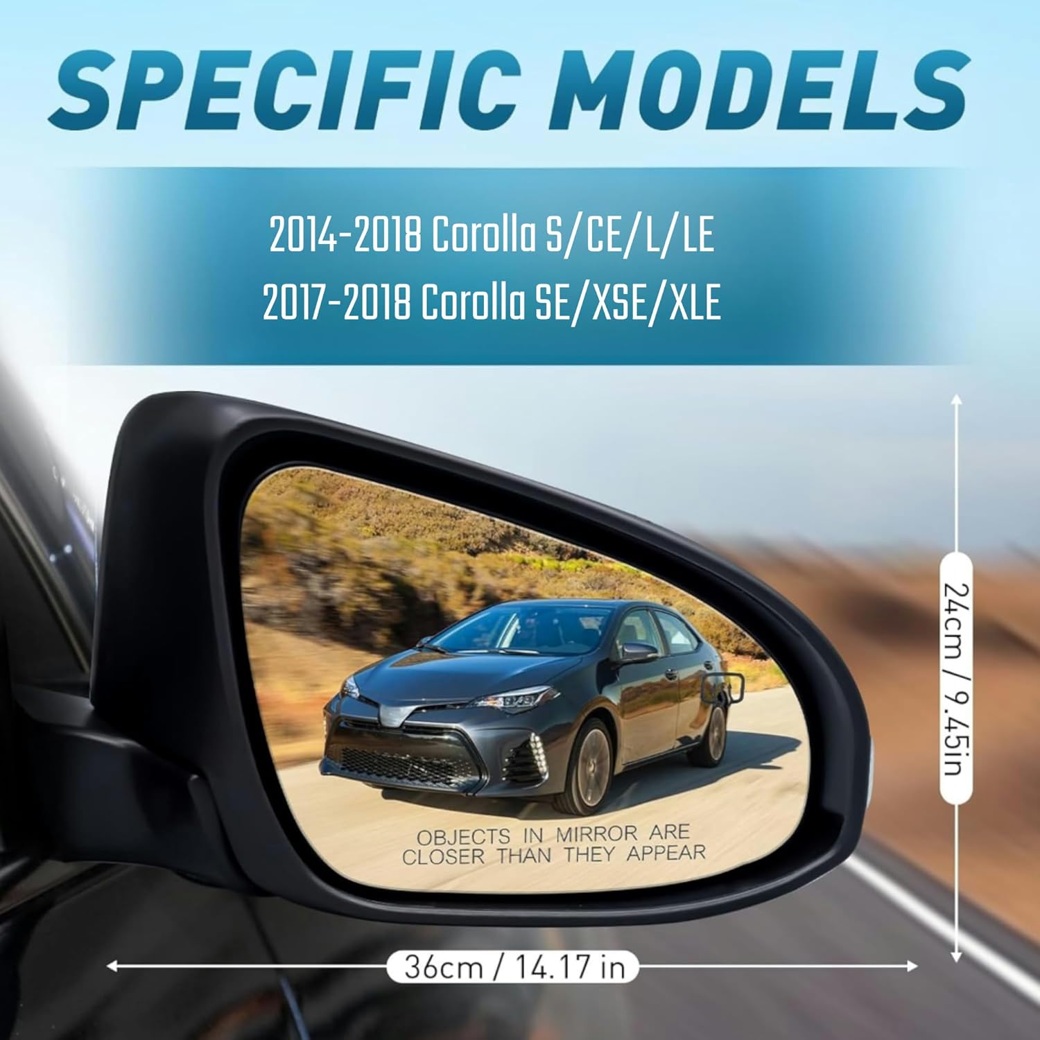 Right Passenger Side Mirror Compatible With Toyota Corolla 2014-2018 With Heated Turn Signal Light 7-Pins Power Glass Rear View Mirror