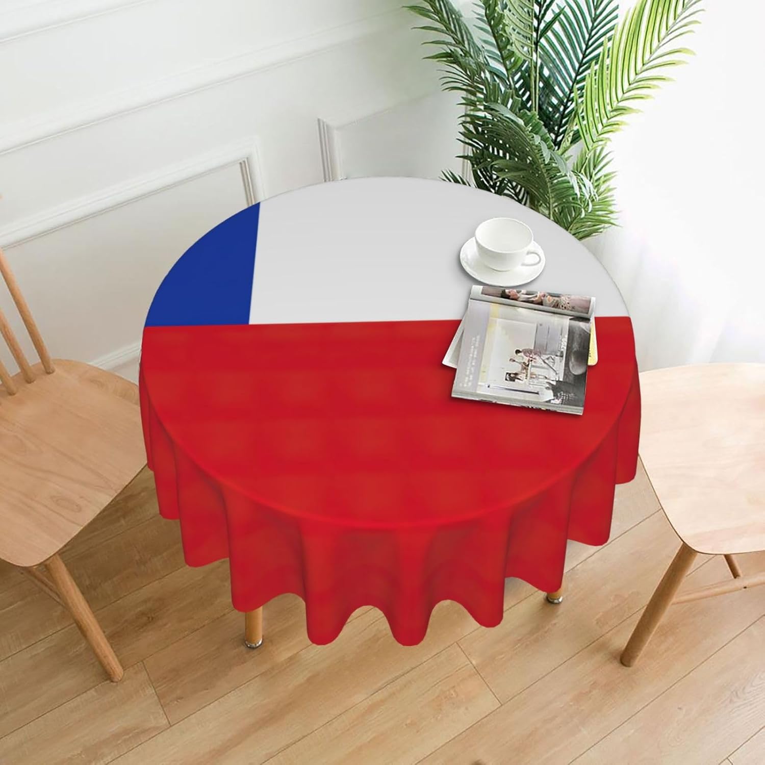 Flag of Chile Print Wrinkle Free Dining Table Cover for Birthday Party Farmhouse Tablecloths Up to 60 x 60 Inches