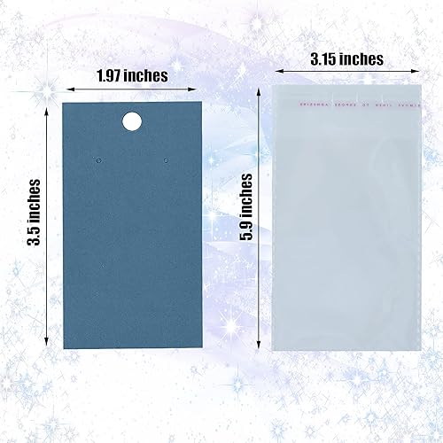 Miniatura 26 de Twavang Juego de portatarjetas para aretes, 100 tarjetas de exhibición de aretes de papel kraft, 100 pares transparentes para aretes con 100 bolsas