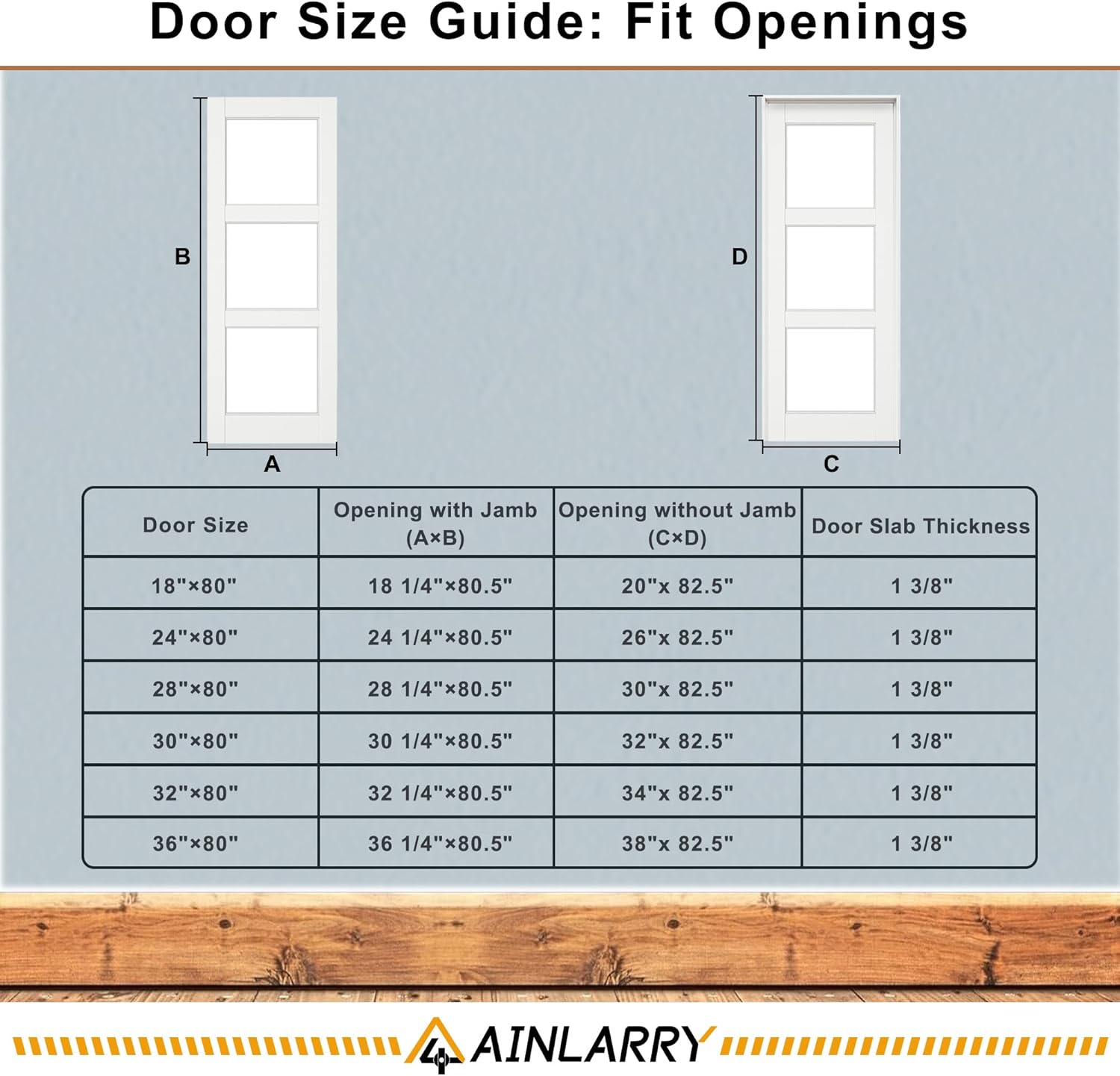 30'' x 80'' 3-Lite Tempered Frosted Glass Natural Solid Pine Wood Door, Interior Door Slab for French/Pocket/Barn Doors, Solid Core Home Doors w/o Hardware Kit, Unfinished Knotty Wood