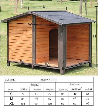 Amazon | 小型犬用 犬小屋 屋外の屋内の純木の犬の家の雨が降る大型