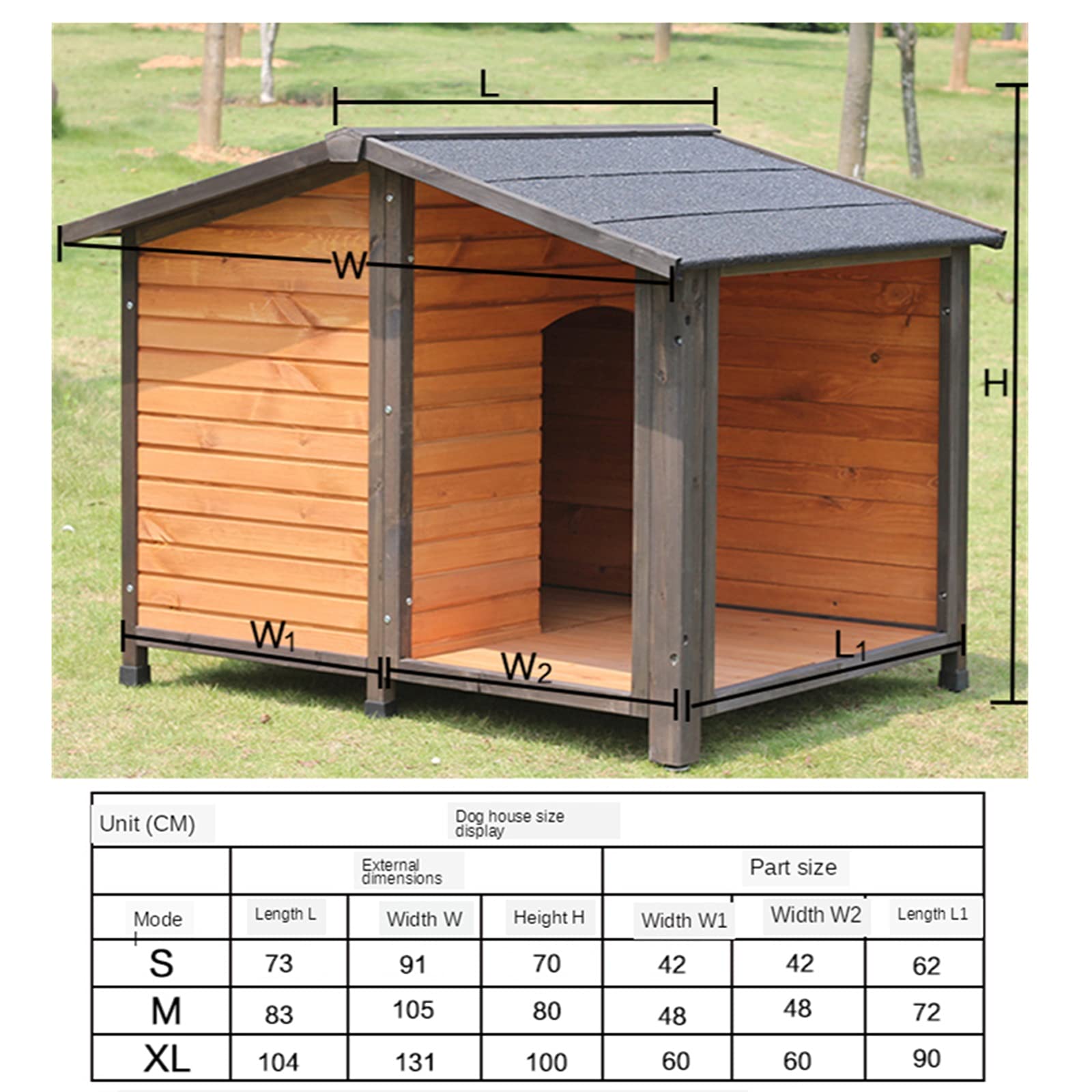 Amazon | 小型犬用 犬小屋 屋外の屋内の純木の犬の家の雨が降る大型