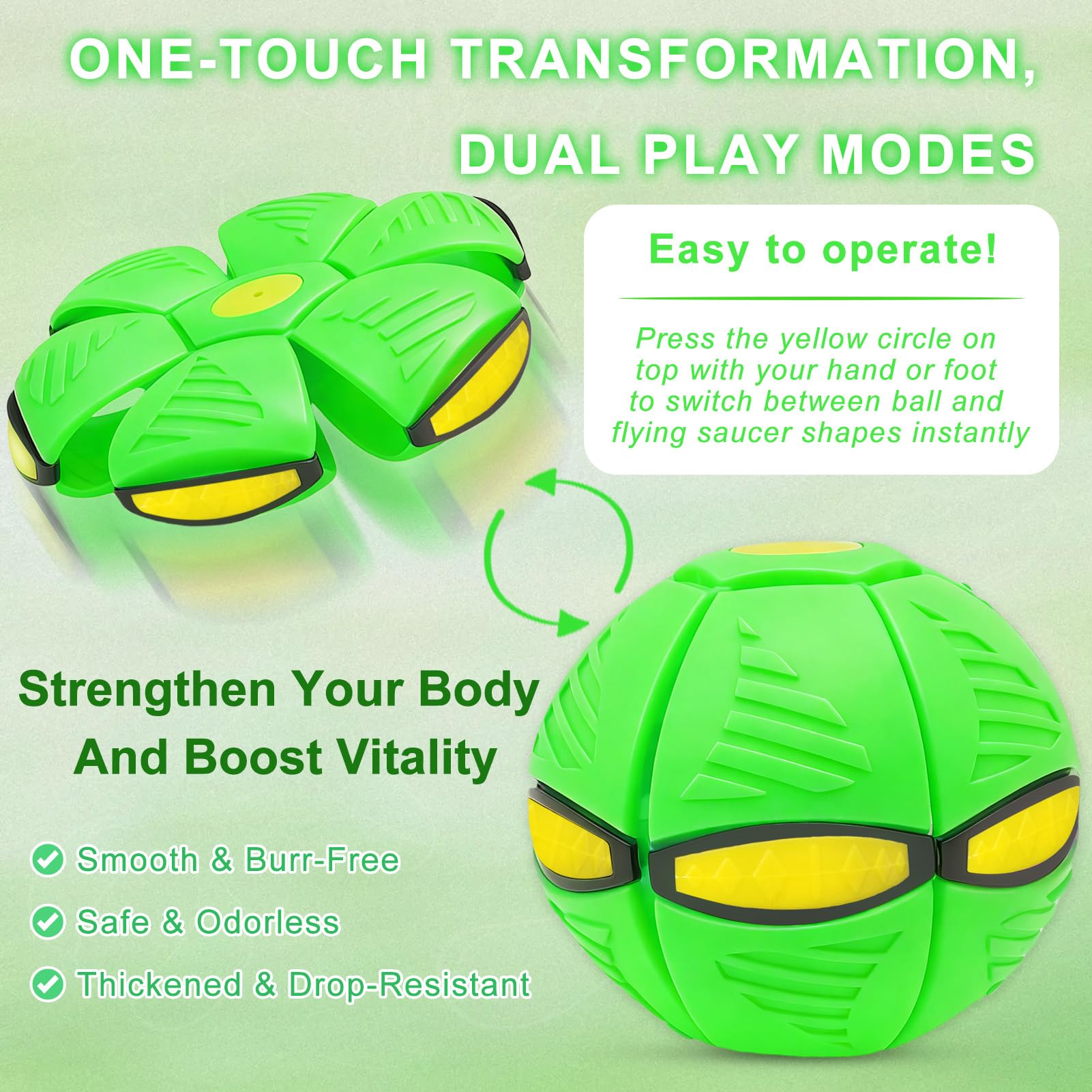 Platillo Volador mágico, Mini Frisbee Transformable en Balón, Flat Ball , Nueva Bola mágica de 2026 con 6 Luces, Bola Voladora, Pelota Voladora para Niños, Regalo Niño Innovador, Juguete para Perros