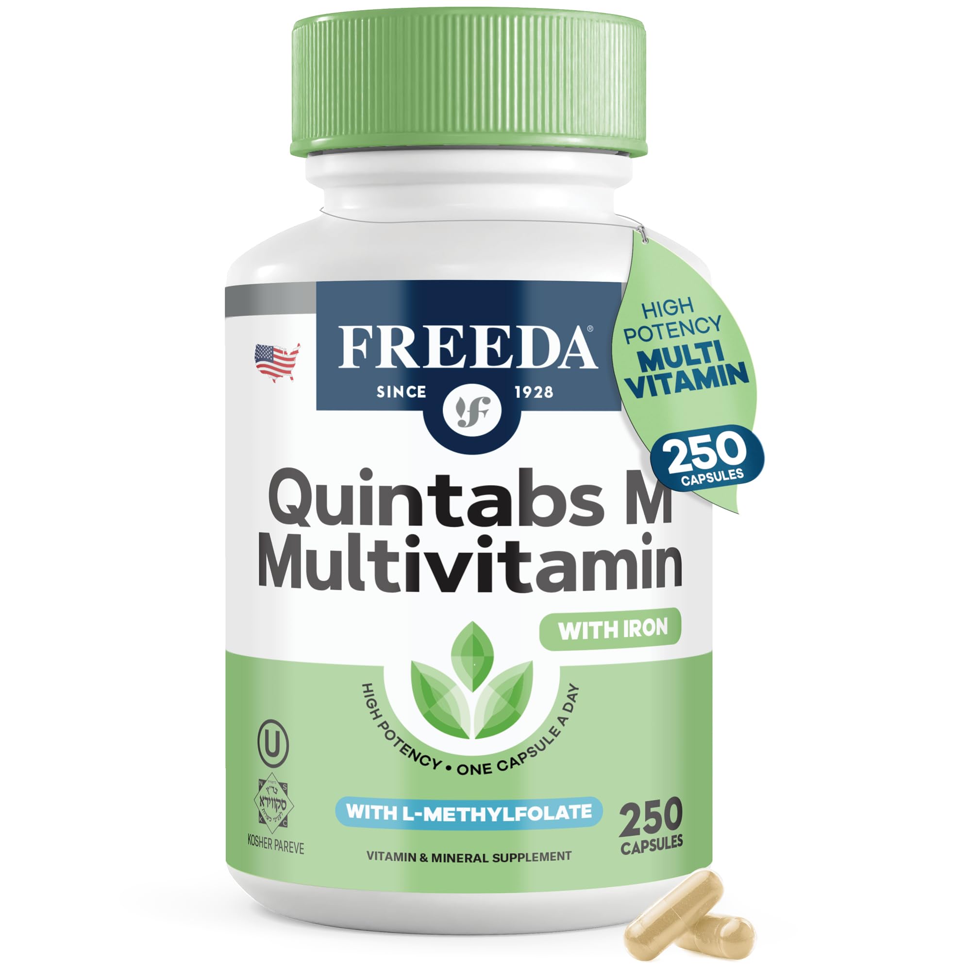 FREEDA Multivitamin – Quintabs-M with Iron – Kosher Multi Vitamins Supplements for Women Health - Multivitamins for Women & Iron-Deficient Men Adult Vitamins Multivitamin (100) — Amazon image 10