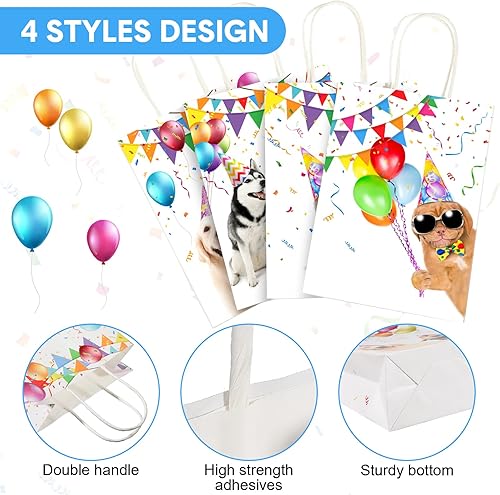 Miniatura 3 de Pajean 12 bolsas de golosinas para perros, recuerdos de fiesta de cachorros, bolsas de regalo con temática de cachorros, suministros de fiesta de