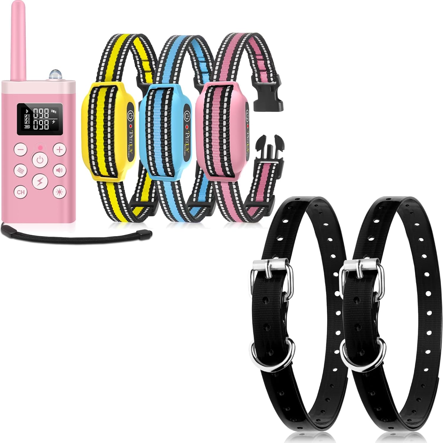 PetJoy 3 Dog Shock Collar for Large Dogs with Total of 5 Collar Straps