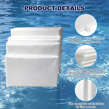 FS-3053 Rectangular DE Grid Filter Set Compatible with Sta-Rite System 3 S8D110 Pool Filter Systems, Rectangular Swimming Pool Filter Grids, 13-Pack Rectangular Filter Panels, with Top Exit Port