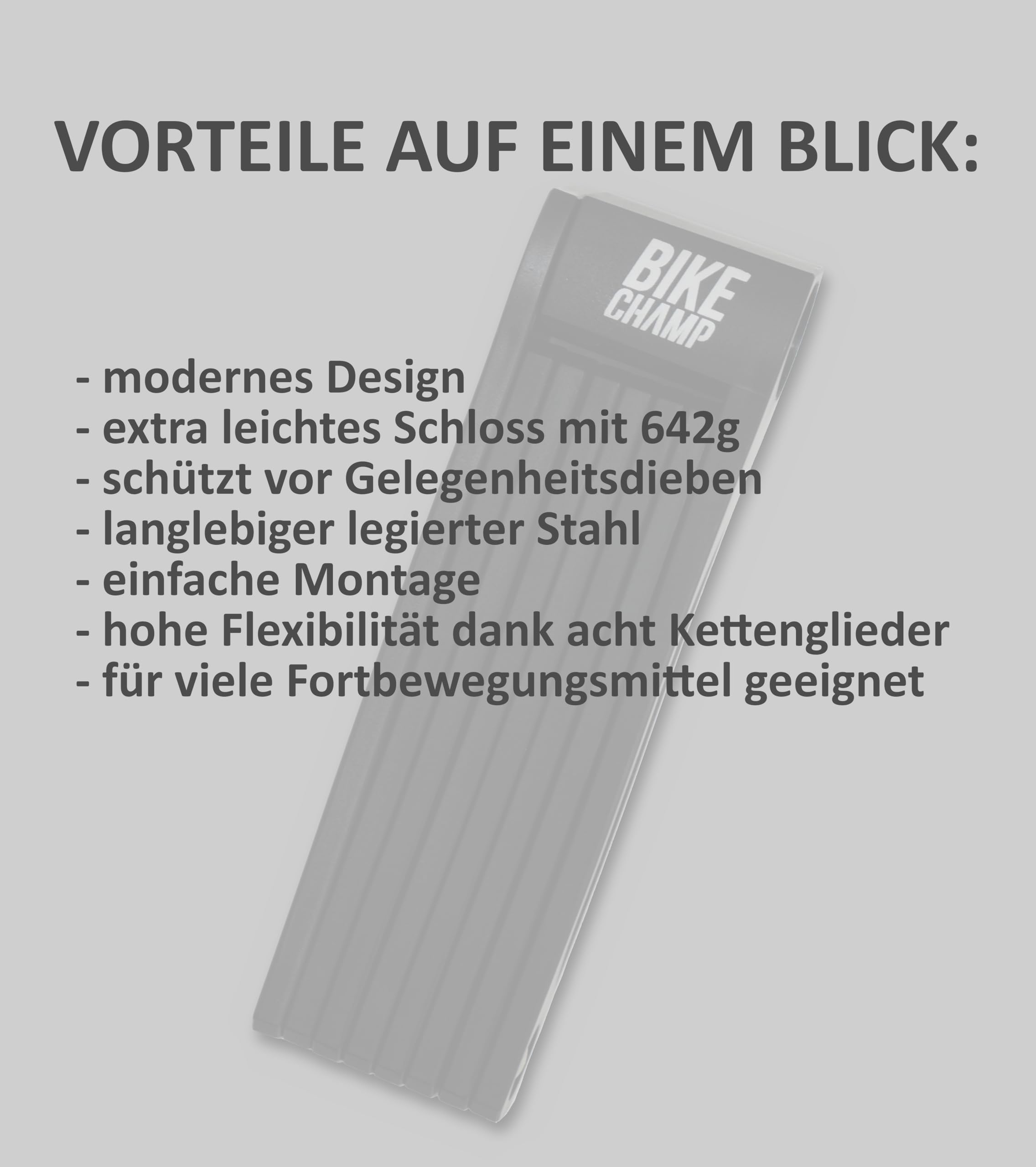 Antivol de vélo en acier | Protection antivol sûre | Antivol pliable extra léger de 100 cm de long avec support | Antivol pour vélo, vélo électrique, VTT, moto, scooter