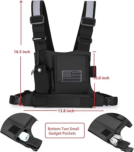 Miniatura 5 de koculemi Versátil bolsa de pecho para radio bidireccional Walkie Talkie, universal, manos libres, bolsa frontal para correr con soporte para