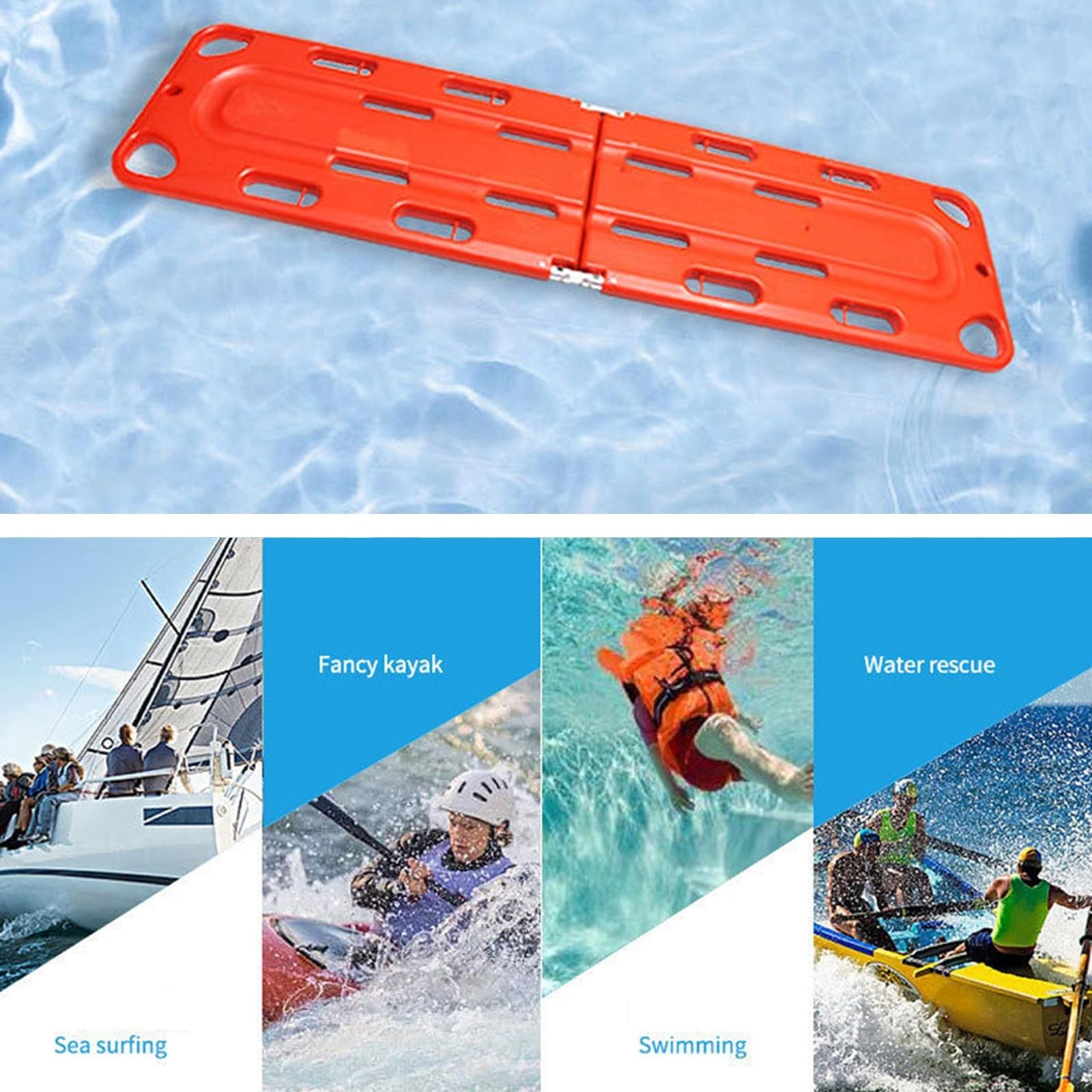Tragbare Rettungstrage Mit Rückenstütze Und Gurten, Schwimmfähige Trage Für Krankenwagen, Rettungssanitäter Und Sportplätze, Tragfähigkeit: 159 Kg