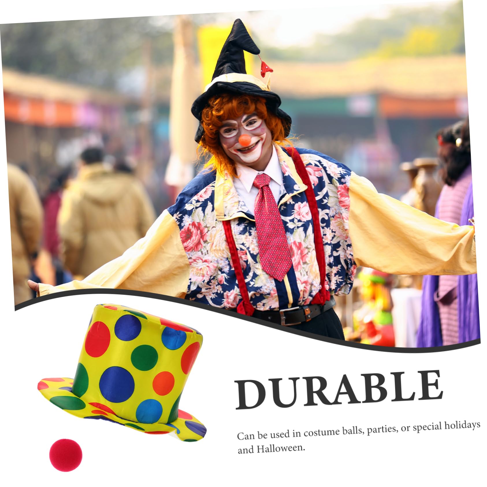 BESPORTBLE Conjunto De Accesorios De Falso Adulto Nariz Sombrero De Copa De Circo Sombrero De De Circo Divertido Cosplay Disfraz De De Fiesta Tela