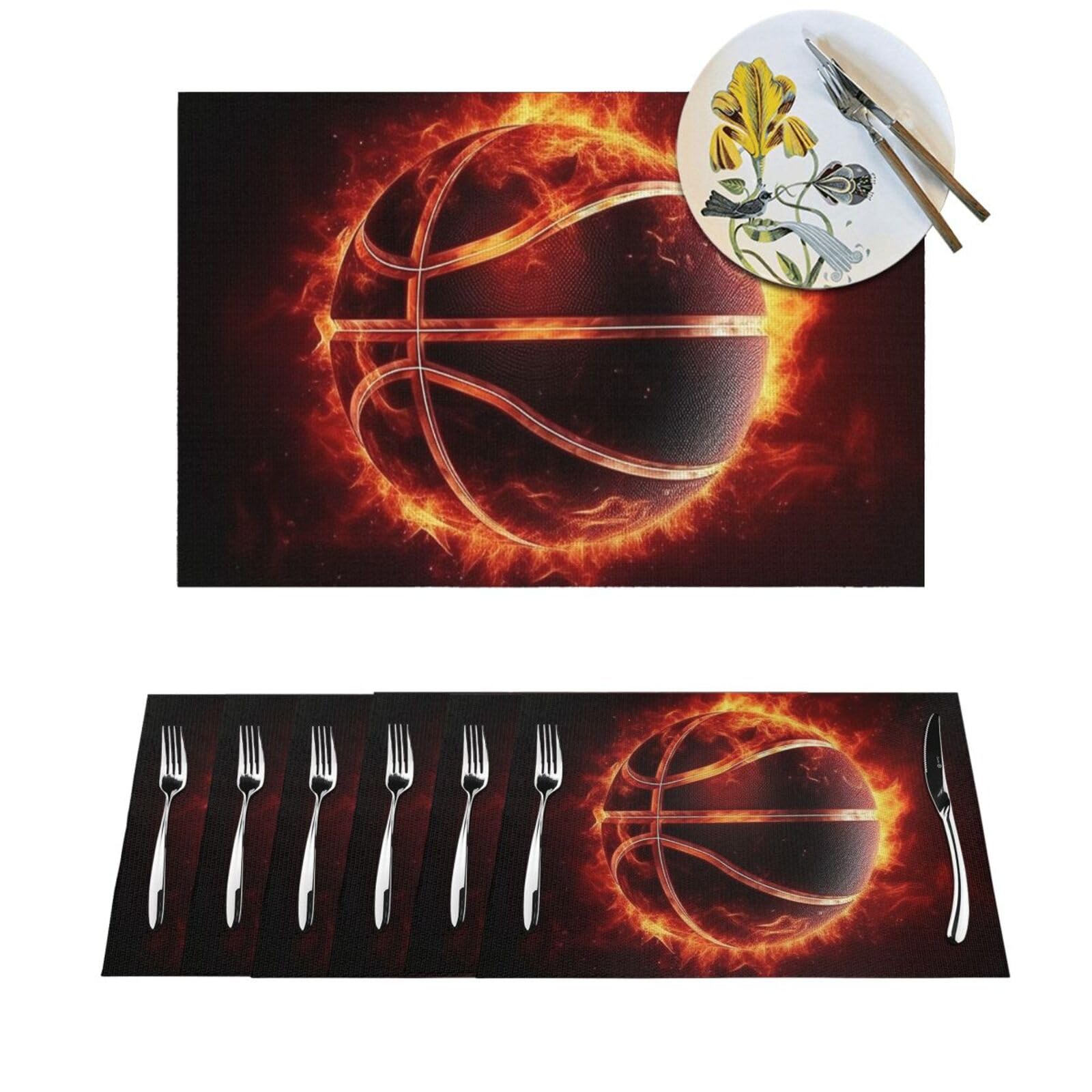 Lot de 6 sets de table de cuisine lavables en vinyle résistant pour salle à manger moderne