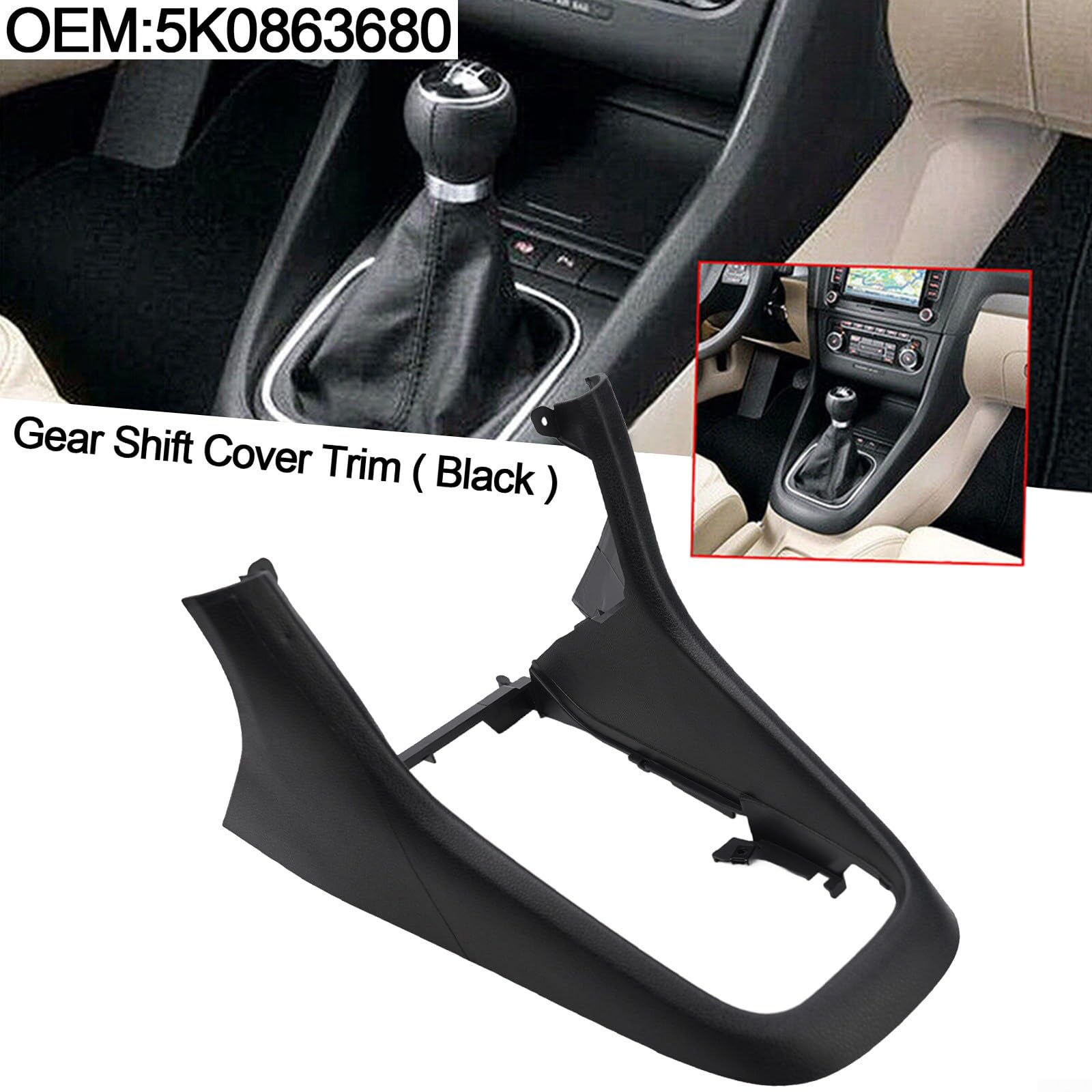 Feegow 1 confezione di copertura per pannello del cambio della console centrale per Golf 6 MK6 2008-2013 5K0863680, accessori per interni auto