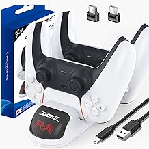 WEPIGEEK Dobe Dual USB Type C Fast Charging Dock PS5 Controller Charger Station with LED Indicator for Sony Dual Sense Controller (White)