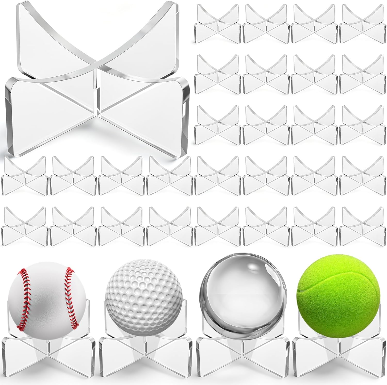 Mudder Acrylic Ball Stand 3.54 X1.3 Inch Bulk Clear Basketball Stand for Display Clear Ball Holder for Football Basketball Soccer Volleyball Rugby