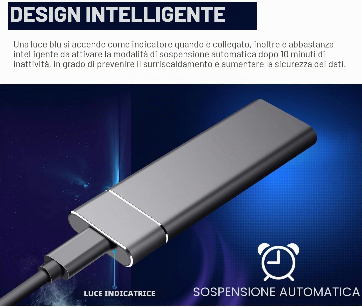 SSD disco a stato solido portatile da 2 TB, grande capacità, ultra-veloce, unità di memoria esterna mobile per computer portatile/desktop