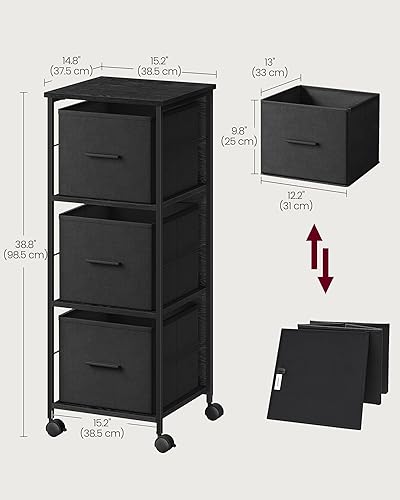 Miniatura 2 de VASAGLE Archivador con 2 cajones, soporte para impresora, estante de almacenamiento en cubo, para A4, archivos tamaño carta, carpetas de archivos