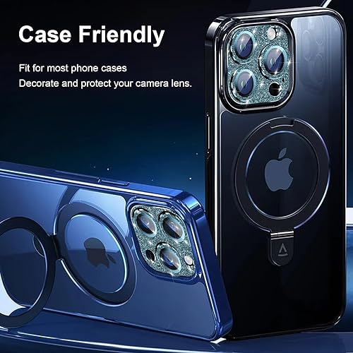 Miniatura 5 de Protector de lente de cámara para iPhone 15 ProiPhone 15 Pro Max, diseño brillante de cobertura completa, cubierta de vidrio templado con anillo de