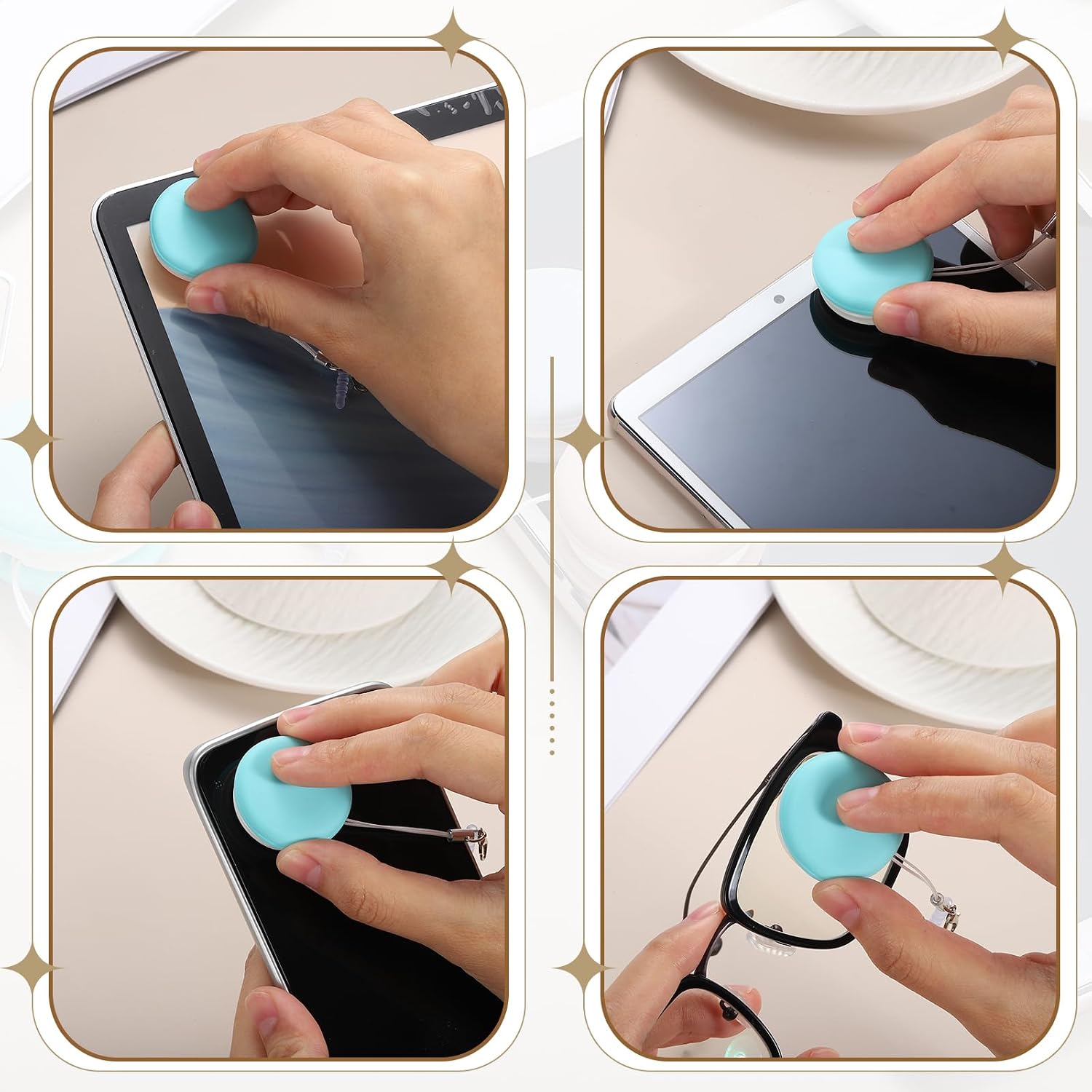 MECCANIXITY 2Pcs Screen Cleaners Blue Green Phone Screen Cleaning Wipes, Fingerprint Proof Cleaning Ball for Mobile Phones, Computers, Tablet Touchscreens, Car Screens image 3