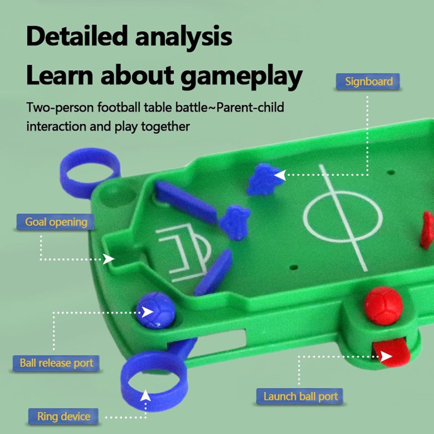 Football Table Game, Mini Interactive Sports Board Toy, Table Football for Kids, Boys and Girls Home Party Birthday Christmas Indoor Outdoor Room Basement Use, Fun Family Activity, Compact Design