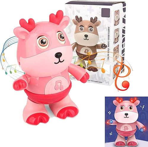 Lindos juguetes musicales de vaca bebé, juguete musical de vaca bailarinavenado con música y luces LED, juguetes musicales educativos para bebés