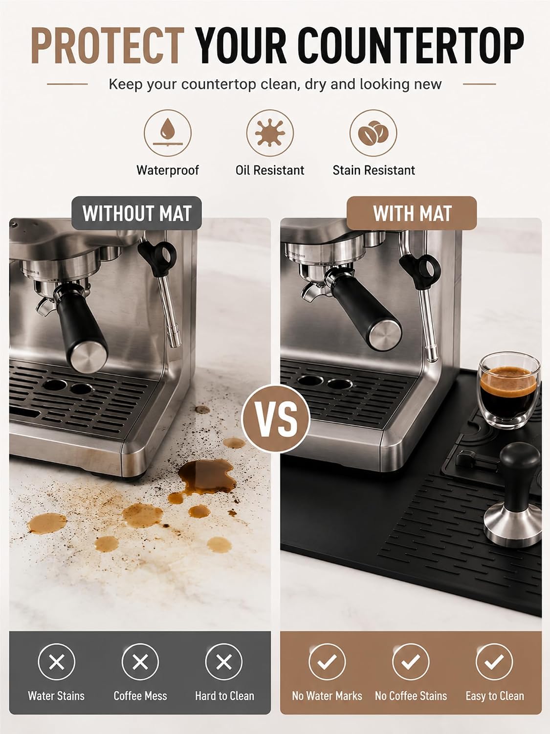 Coffee Mat & Coffee Bar Mat, Waterproof Silicone Countertop Mat image 4