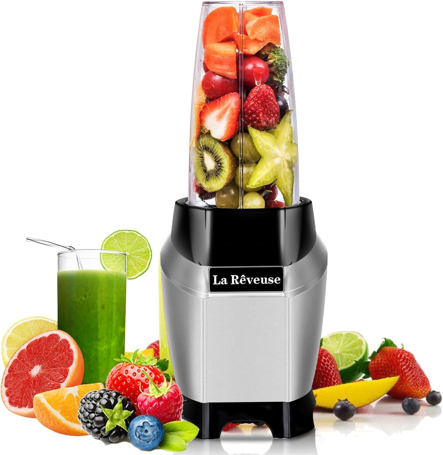 La Reveuse 1000W Smoothie Blender (Silver) + La Reveuse Small Food Chopper (White)