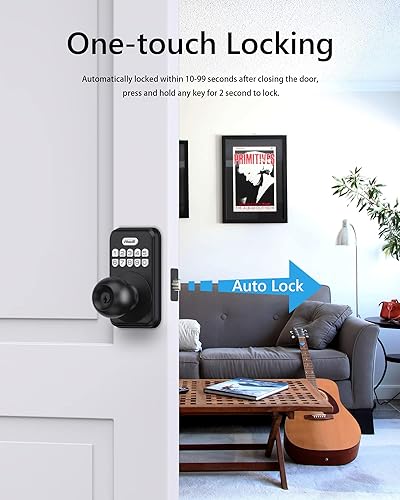 Miniatura 3 de Zowill Cerradura de puerta de entrada sin llave con perilla  Cerradura inteligente con teclado electrónico, cerradura inteligente, juego de