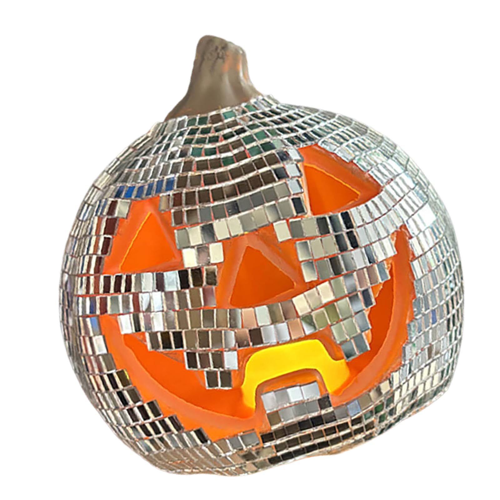 Lampe citrouille d'Halloween portable en verre avec reflets miroir magiques pour fête