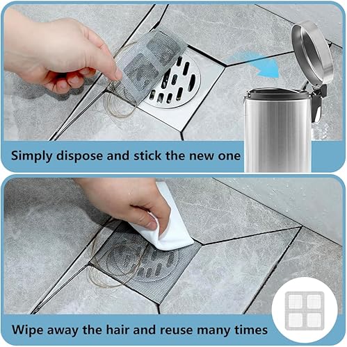 Miniatura 6 de Cubierta desechable para drenaje de ducha, calcomanías de malla de drenaje para baño, lavandería, bañera, cocina, fregadero, filtro de cabello