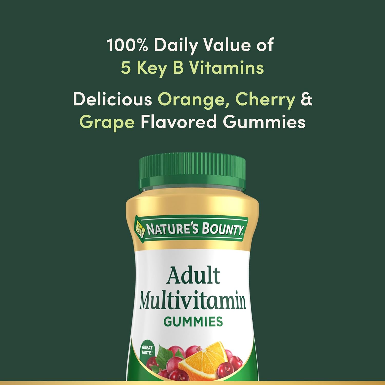 Nature's Bounty Adult Multivitamin Gummies, Vitamin Supplement, Daily Nutritional Needs, Orange, Cherry and Grape Flavor, 75 Gummies - Image 4