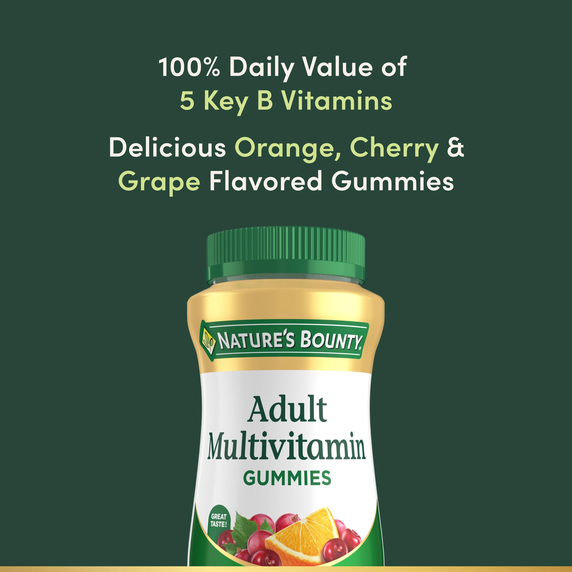 Nature's Bounty Adult Multivitamin Gummies, Orange, Cherry & Grape, 75 Ct — Amazon image 4