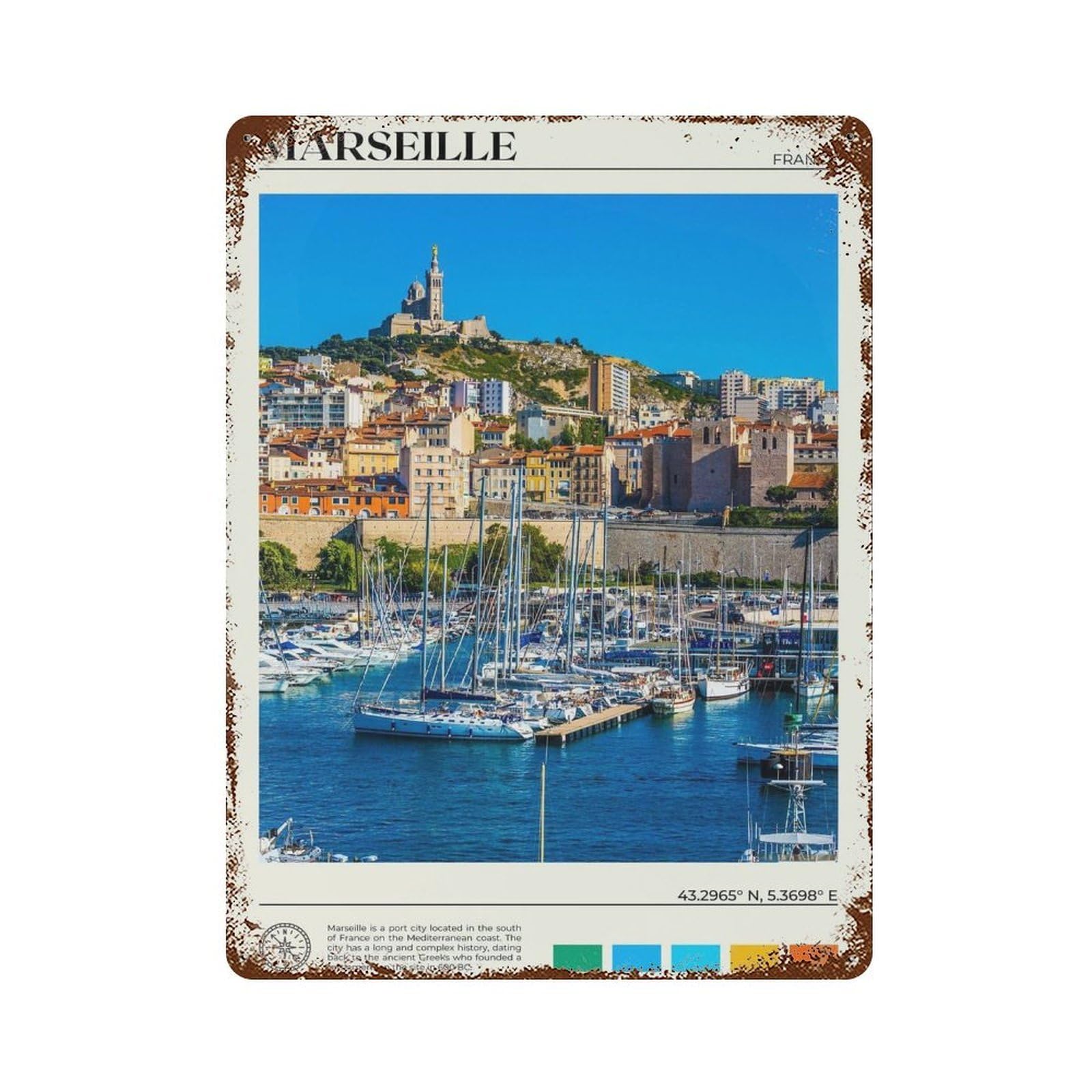 xiaoxiaoshen Real Photo Marseille Decor Wall Decor Art Metal Tin Poster Modern Home Decor Art Home Bar Shop Decorations Vintage Sign 40x30cm