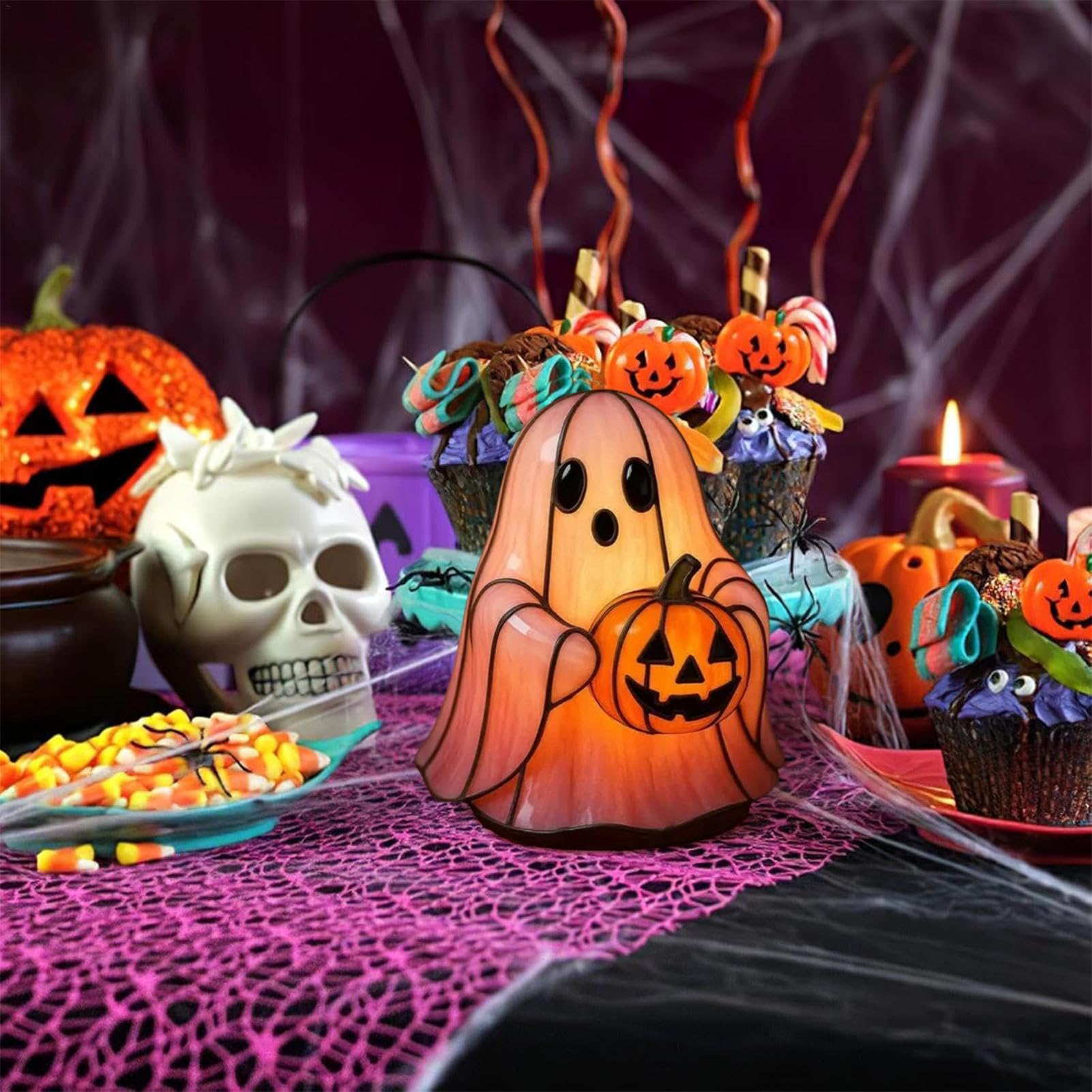 Genérico Lámpara de Halloween - tu Fantasma,Decoración LED Portátil para Estanterías Habitación Infantil Dormitorio Mesa Decoración Interior de Hogar