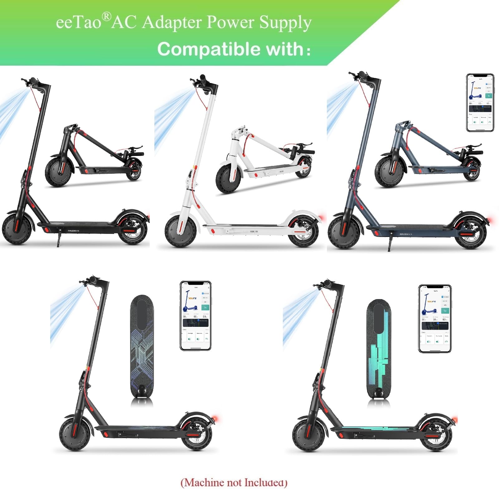 eeTao 42V 1A Battery Charger Compatible with Caroma L1 Electric Scooter 630W Motor 36.5V 5.2Ah 189.8Wh Battery E Scooter Replacement Power Cord Switching Power Supply Cable Cord