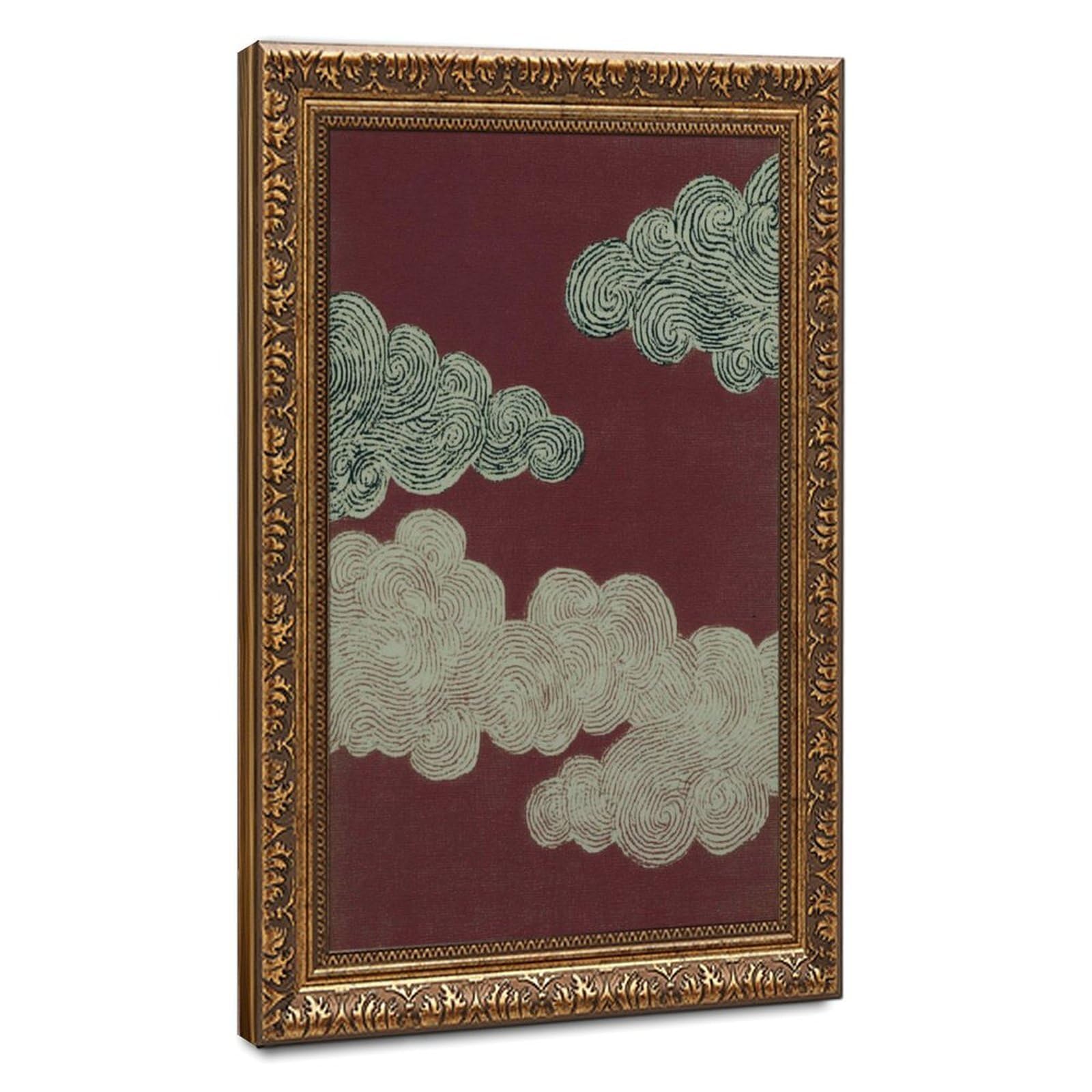 Bareronor Japanese Cloud Canvas Poster Bedroom Decor Landscape Office Room Decor Gift 8" L X 12" W