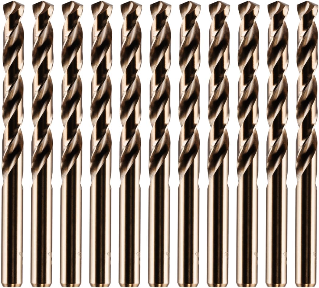 Rennie Tools - 10pc 4.2mm HSS Gold Cobalt Jobber Drill Bit Set for Stainless Steel, Hard Metals, Aluminium, Cast Iron, Copper